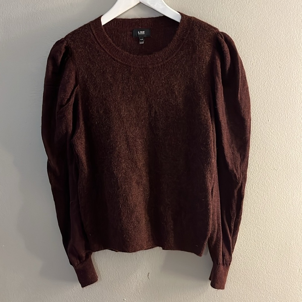Line Mohair Blend Puff Sleeve Sweater Size Large